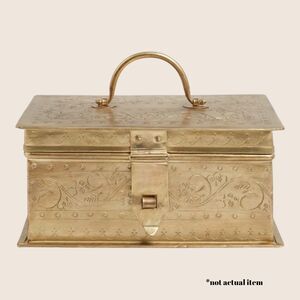 ✨ COST PLUS WORLD MARKET SMALL ANTIQUE GOLD TRINKET BOX WITH HANDLE HANDCRAFTED